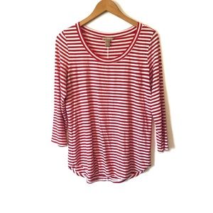 Banana Republic Red and White Striped Top SZ S